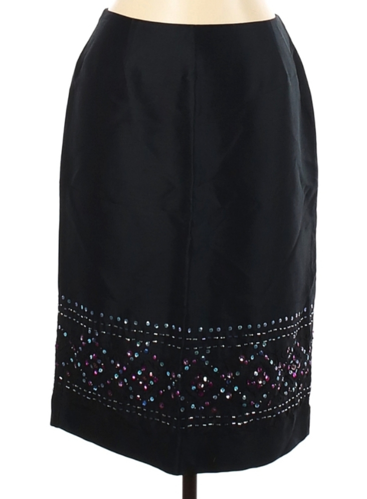 Ann Taylor Silk Skirt, Black embellished with beads & sequins.